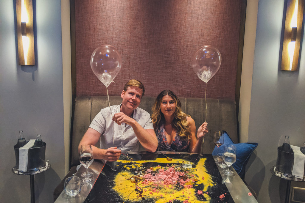 couples dines at Alinea in Chicago