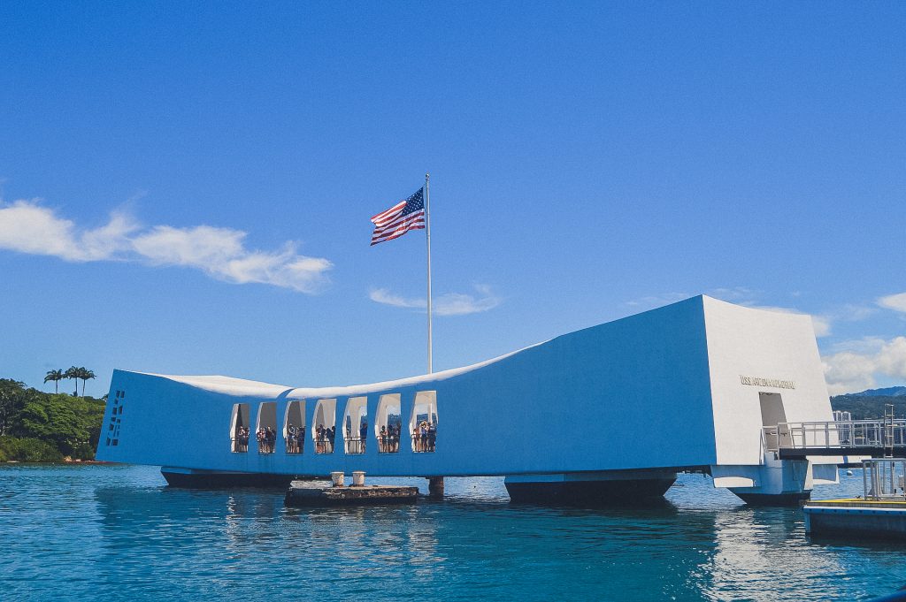 Pear Harbor memorial in Oahu on sunny day