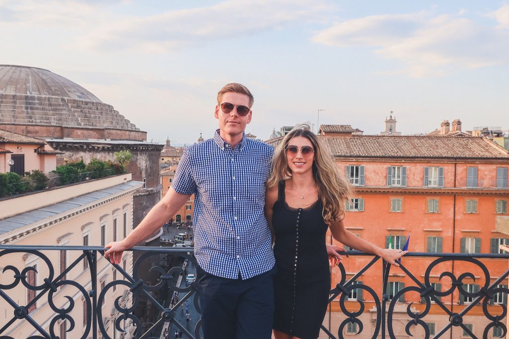 couple at rooftop bar in Rome