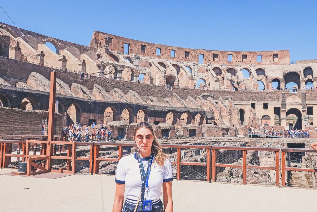 woman on Colosseum tour in Rome