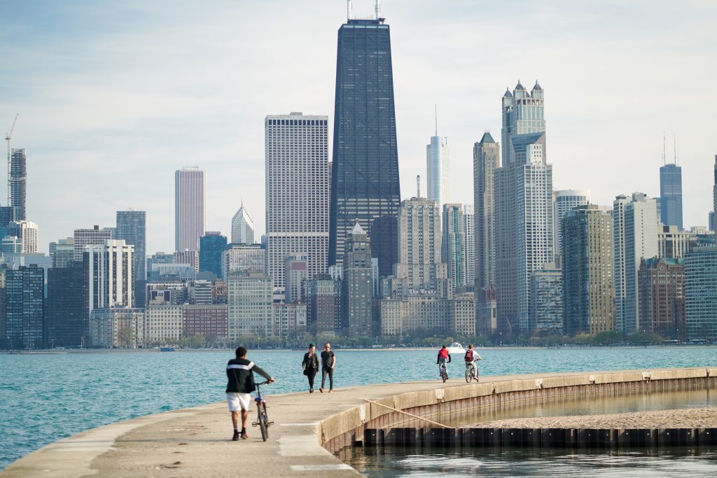 biking along Chicago's lake front