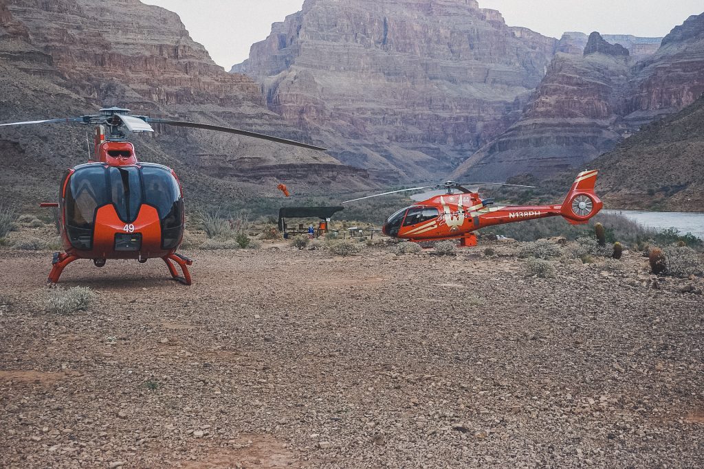 two helicopters landed at Grand Canyon USA