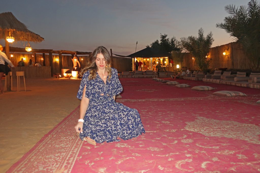 girl at dubai desert safari at sunset