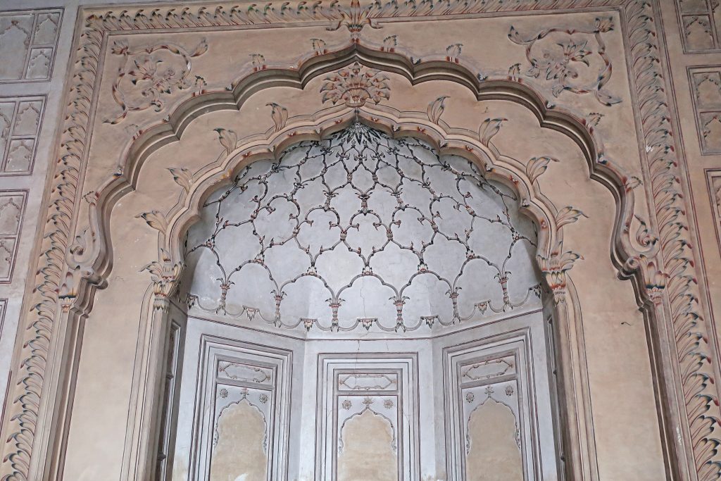 Inside the prayer hall of the Badshahi Mosque