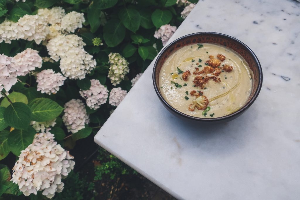 bowl of creamy soup at Restaurant Lion Noir in Amsterdam 