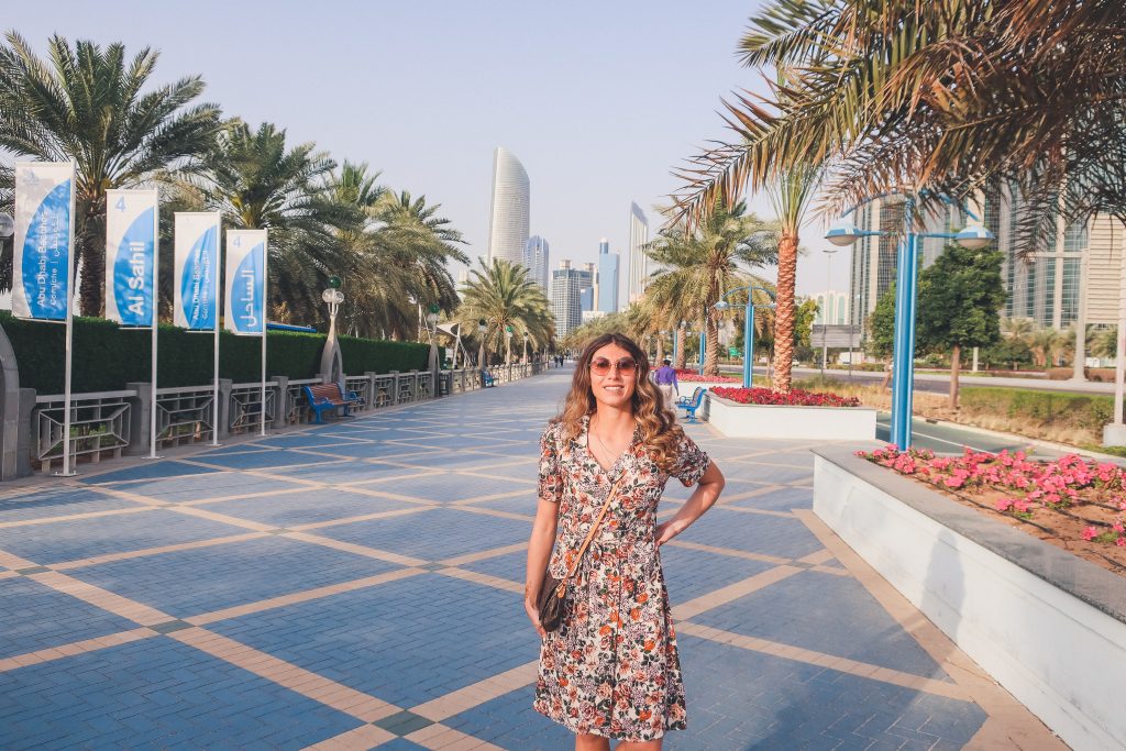 girl on beach walk in Abu Dhabi