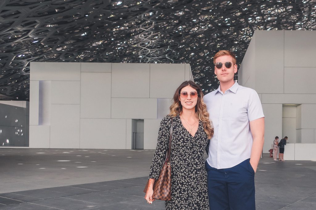 couple at Louvre Abu Dhabi, inside the museum