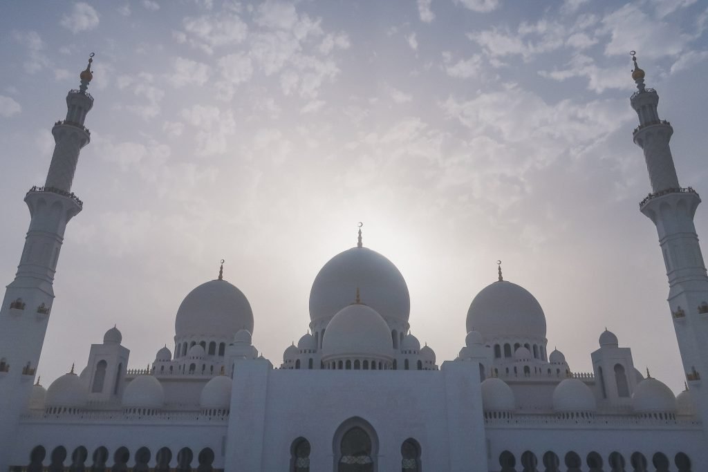 Sheikh Zayed Grand Mosque at sunset