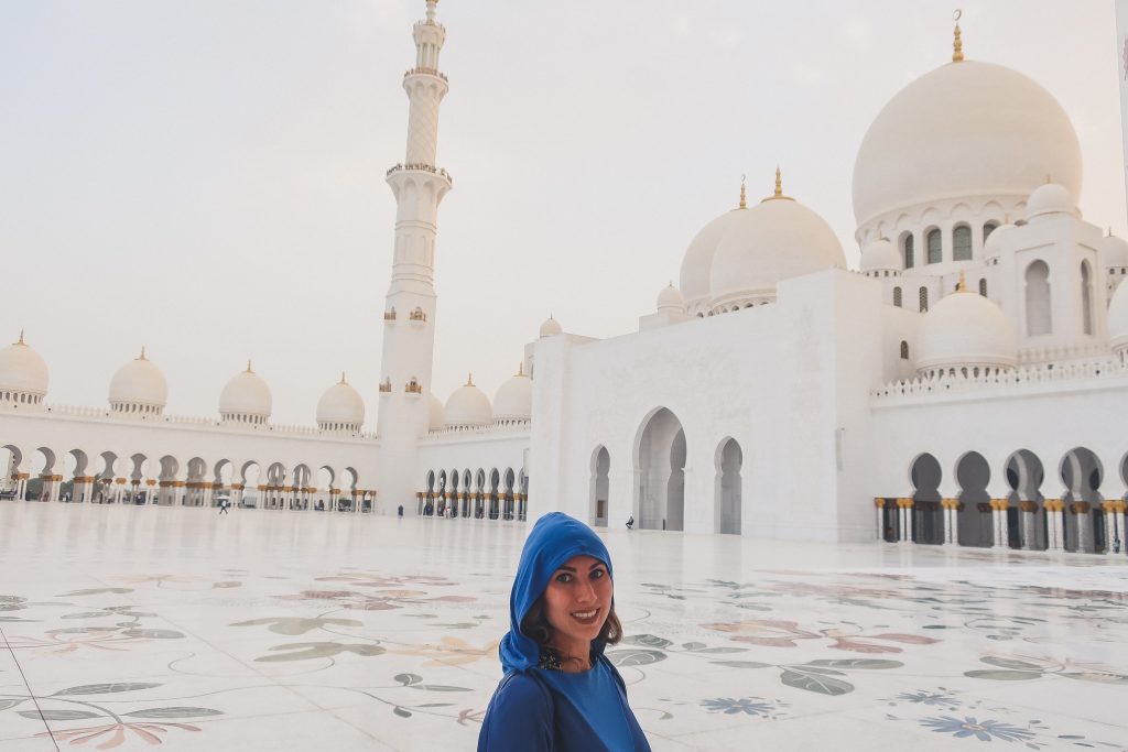 girl at the Sheikh Zayed Grand Mosque