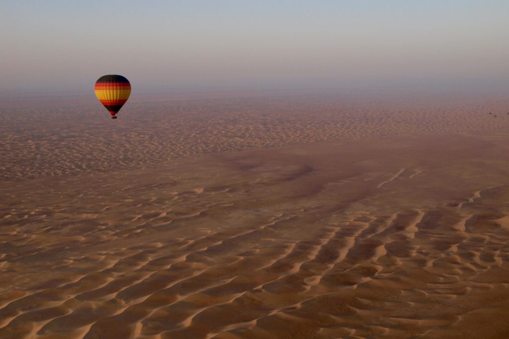 hot air balloon in Arabian Desert