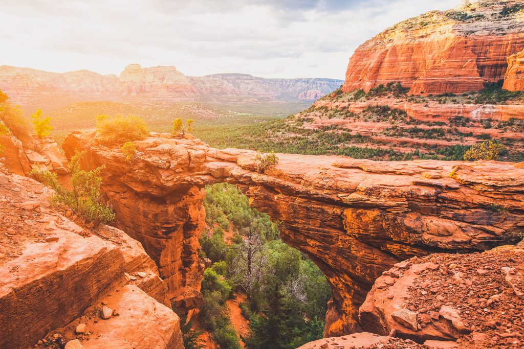 Travel in Devil's Bridge Trail, scenic view panoramic landscape, Sedona, Arizona, USA