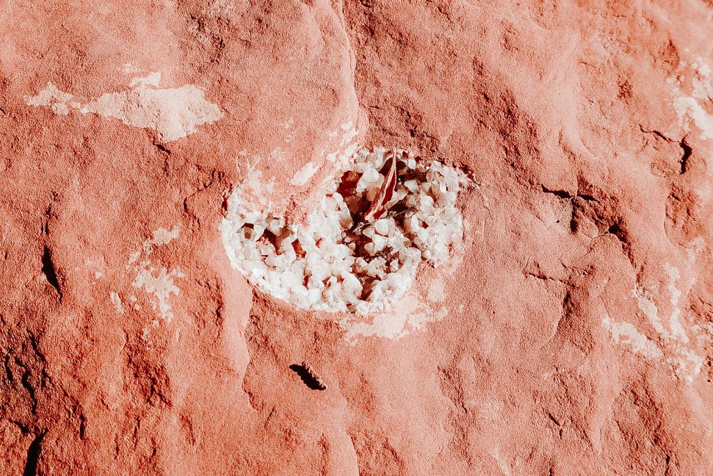 crystals in a rock face 