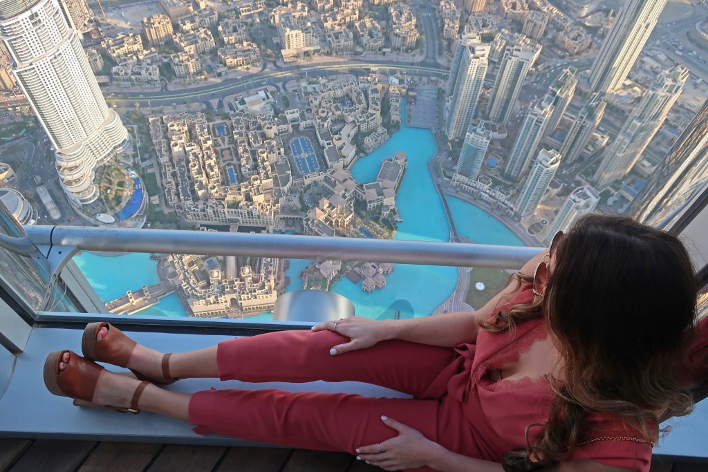 girl at The Top of Burj Khalifa in Dubai