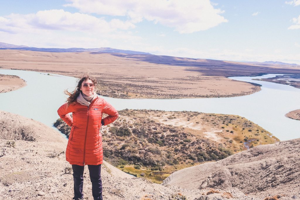 woman wears compressible jacket at la leona petrified forest