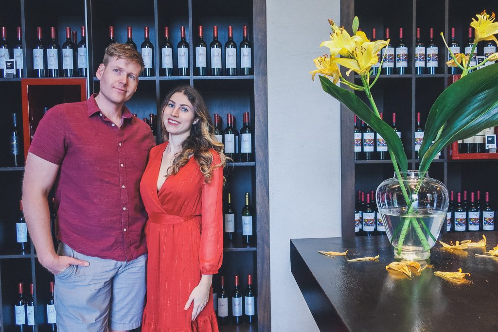 couple at Bodega Norton in Lujan de Cuyo