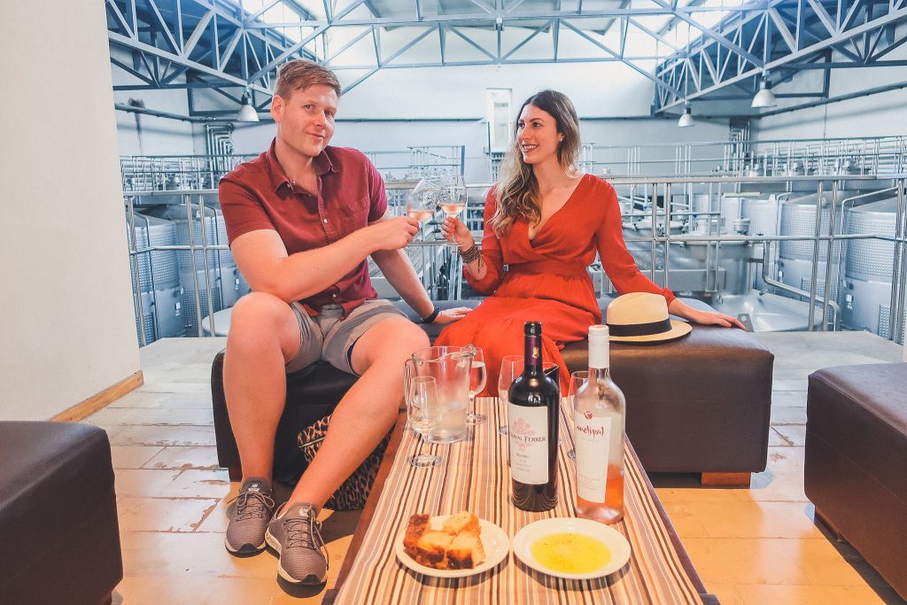 couple tastes wine at Melipal Winery