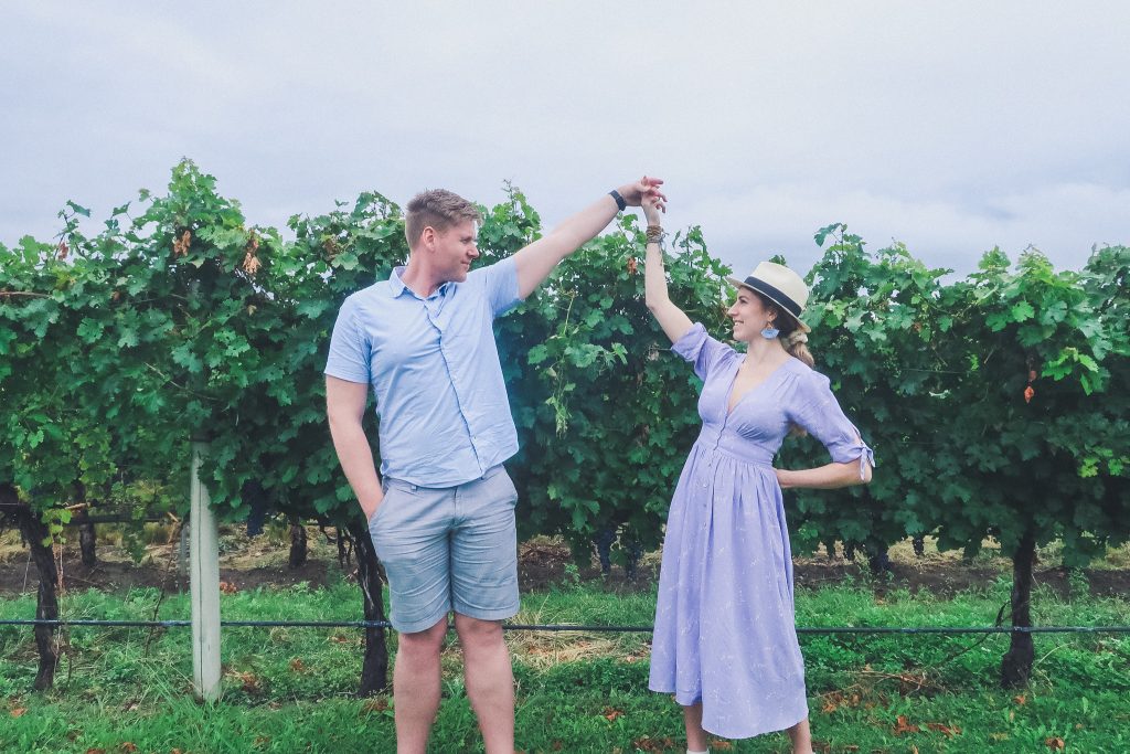 couple in Uco Valley vineyards 