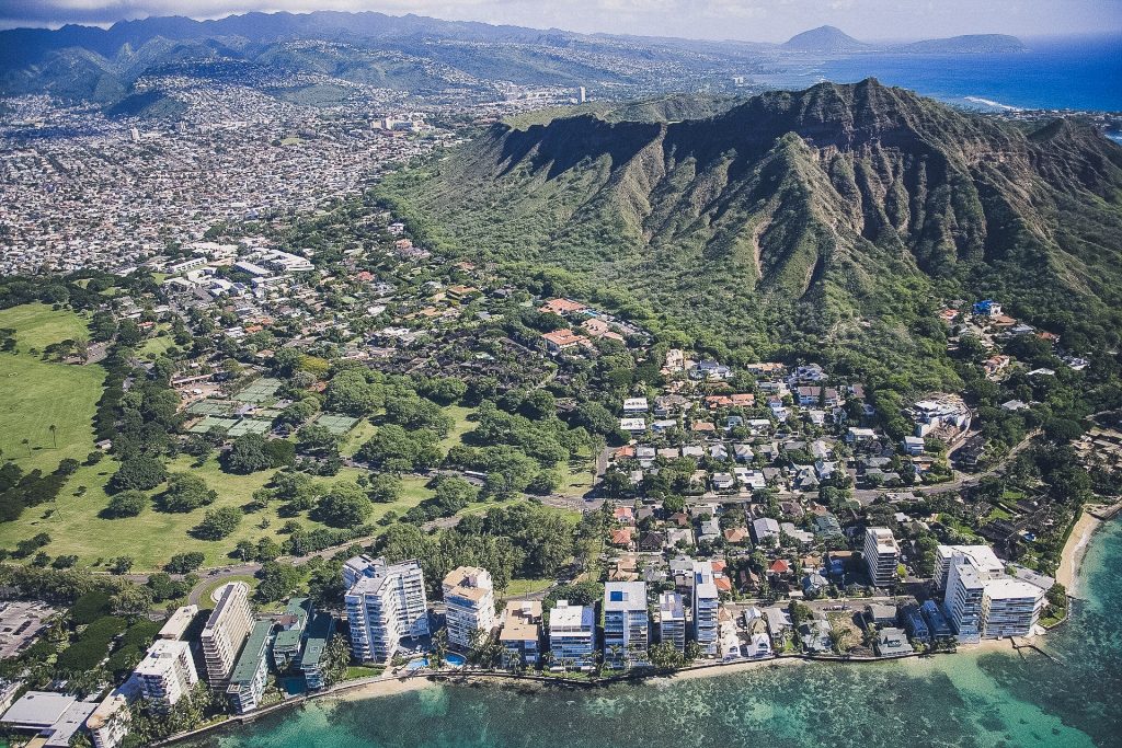 aerial view of Waikiki Beach 