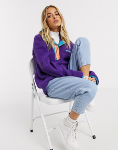women's purple quarter zip sweater