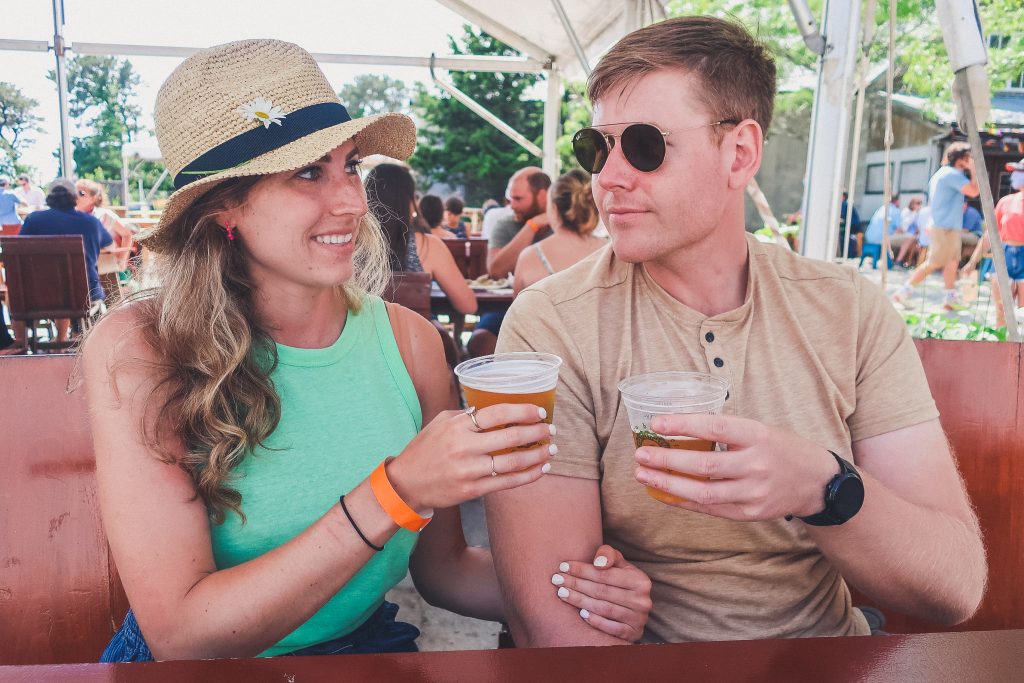 couple enjoys craft beer at Cisco Brewers Nantucket