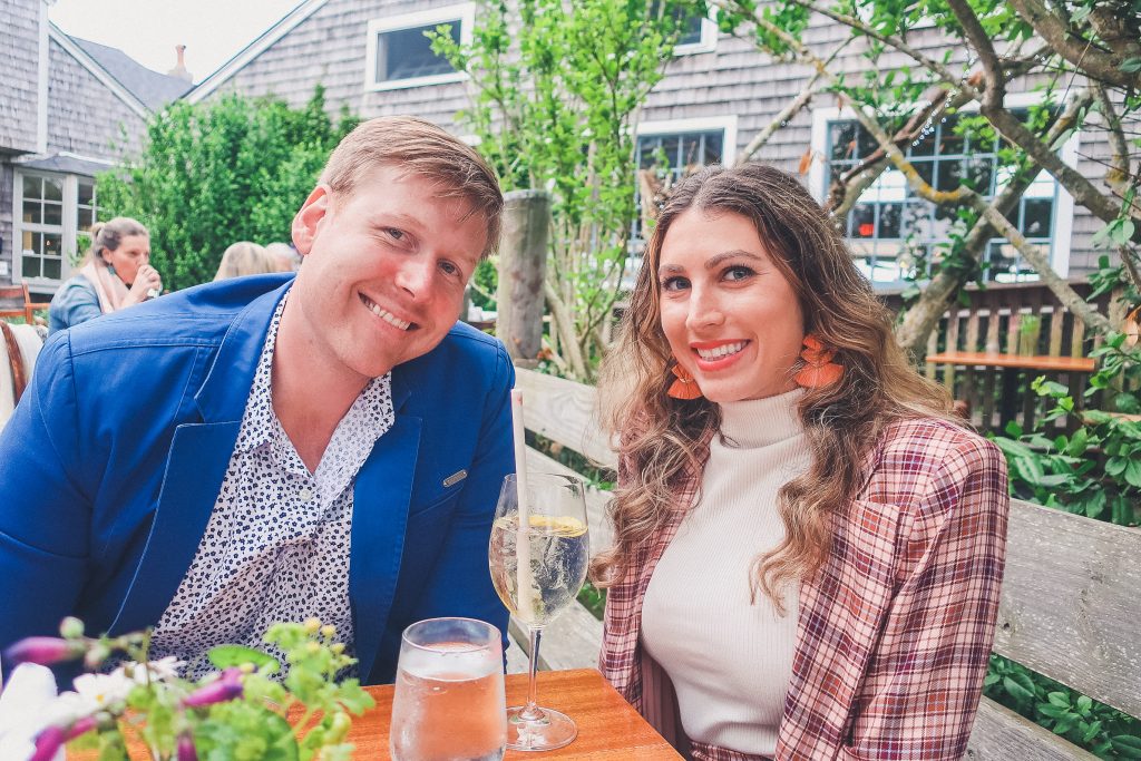 couple dines at Straight Wharf in Nantucket