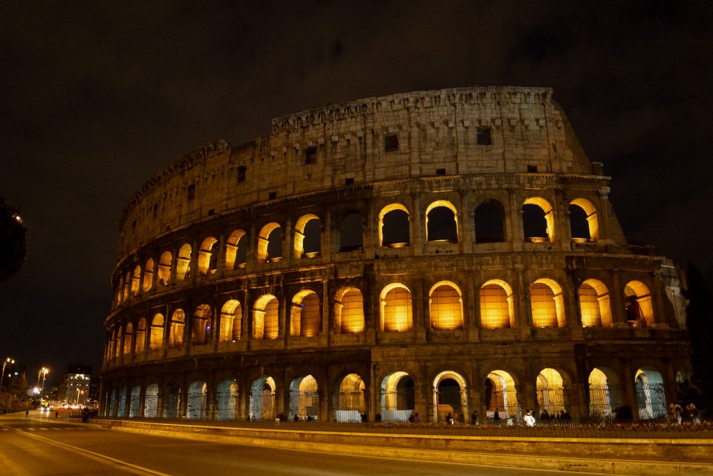 Colosseum in the dark, lit up