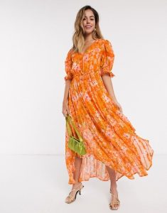 flowing orange dress