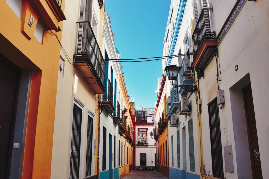 colorful street in Seville