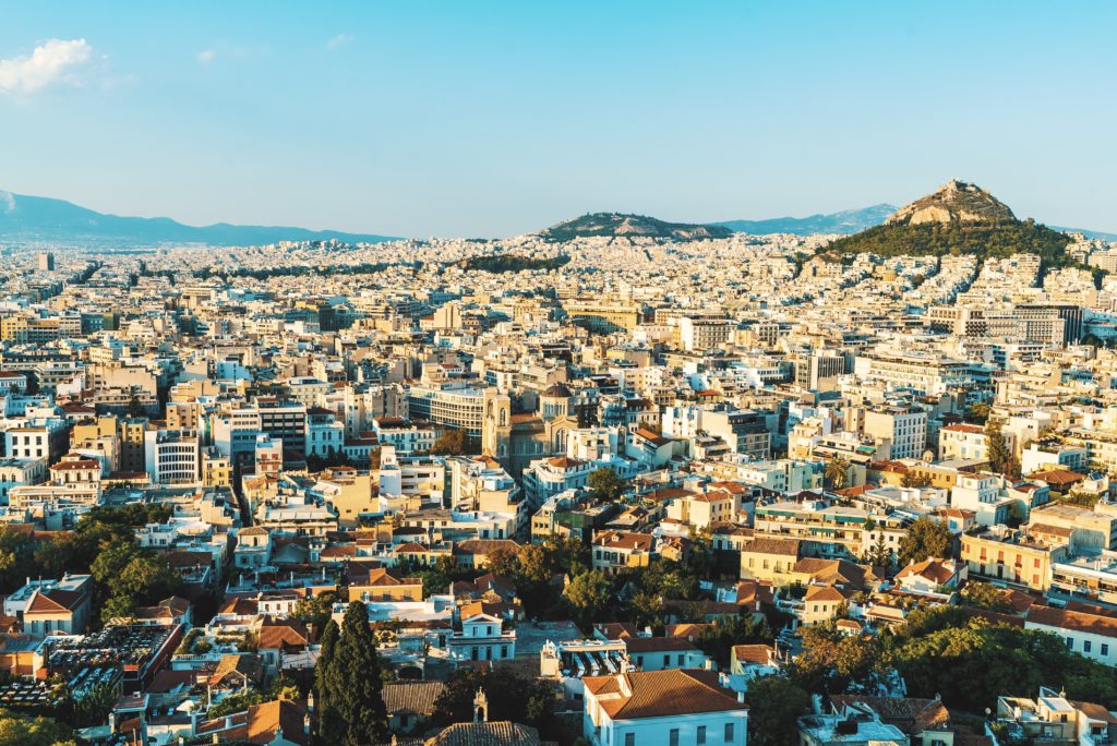 panorama of the city of Athens in Greece