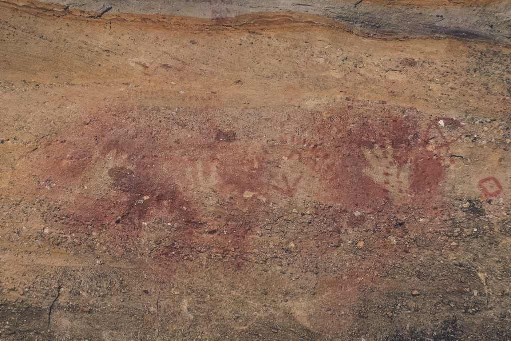 hand prints in Walichu Caves outside El Calafate Argentina 