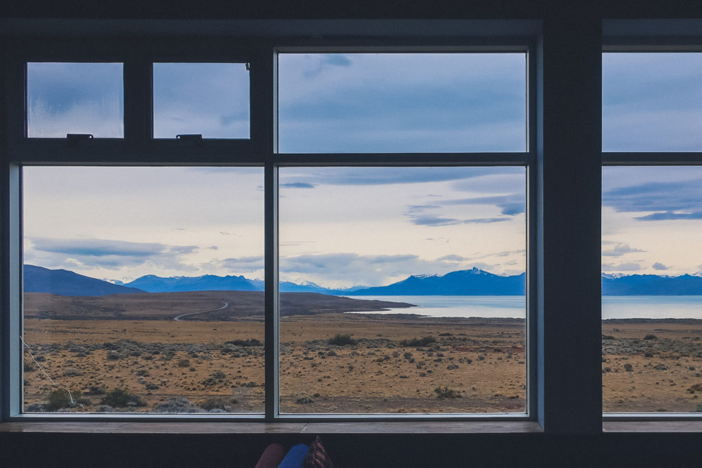 picture of Patagonia landscape through a window, El Calafate 