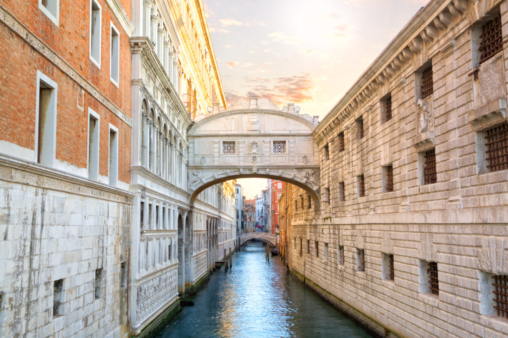 The famous Bridge of Sighs in Venice, Italy