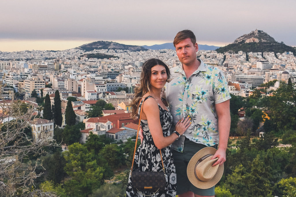 couple on Areopagus Hill at sunset