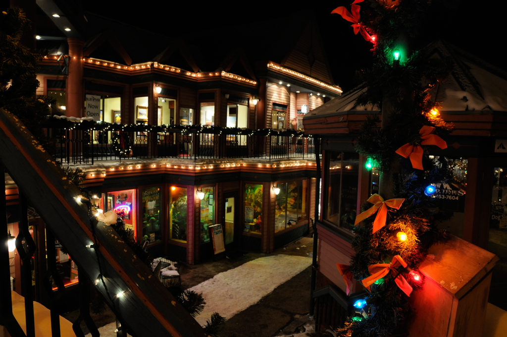Breckenridge town around Christmas at night