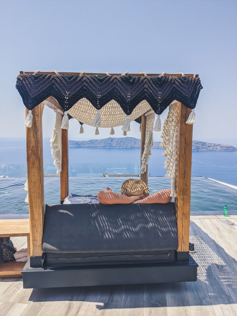 cabana at Le Mustache Caldera Pool Lounge in Imerovigli Santorini