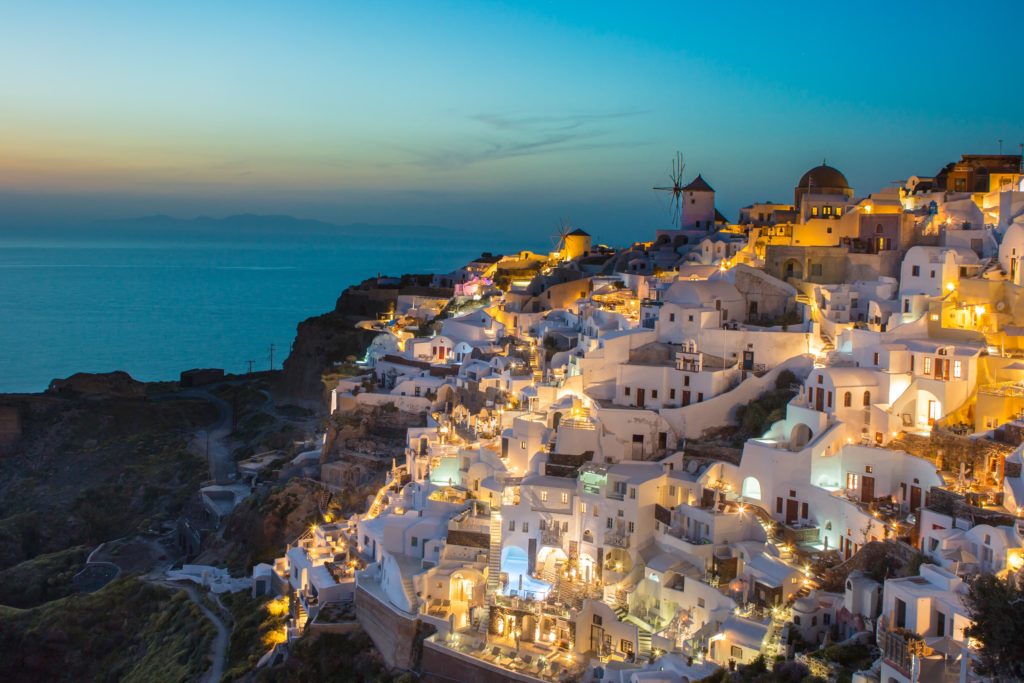 sunset view from Oia castle
